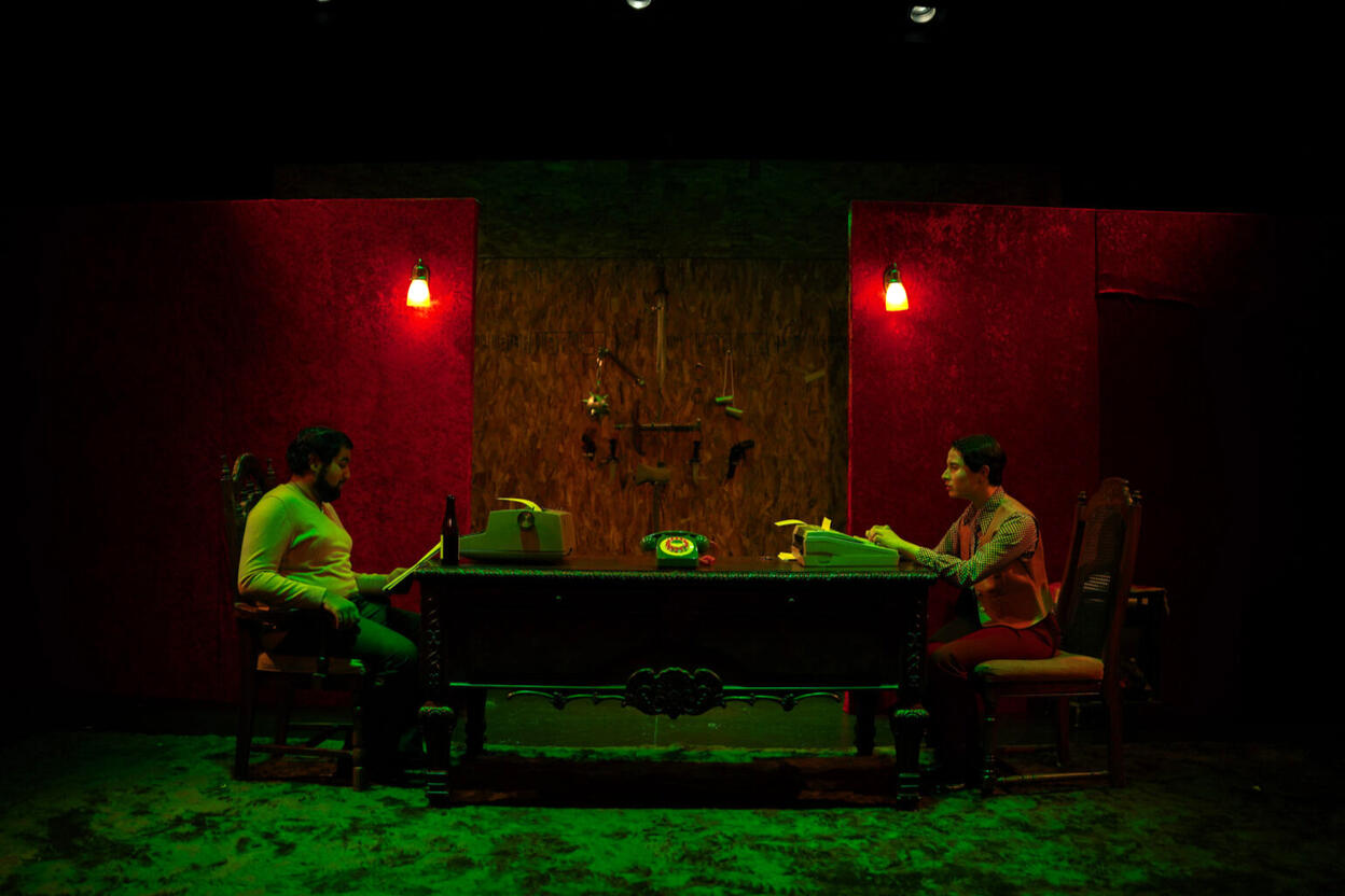 Clifford and Sidney write onstage
